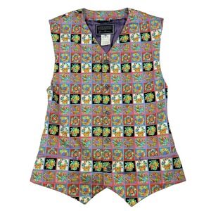 VTG Gianni Versace Versus Dress Vest Wreath Floral Multicolor 36/50 Italy RARE